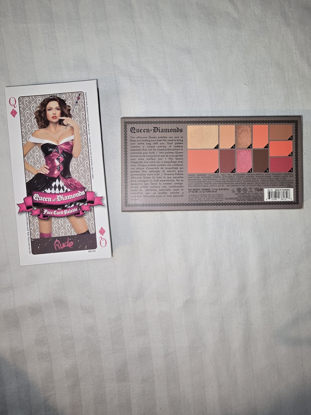 RUDE Queen Diamonds Eyeshadow Palette — Pink, Peach, Gold, Brown, Beige - Picture 3 of 4